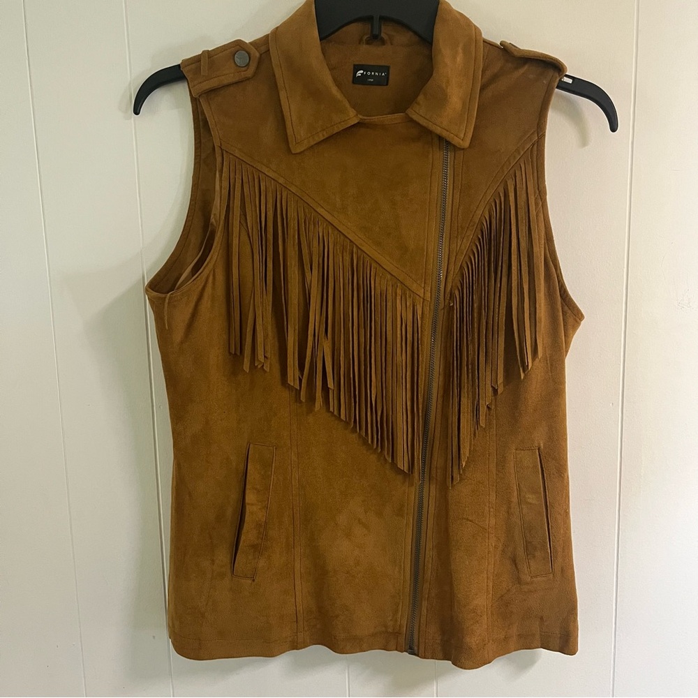 Bohemian Western Fringe Vest - Brown (Large)
